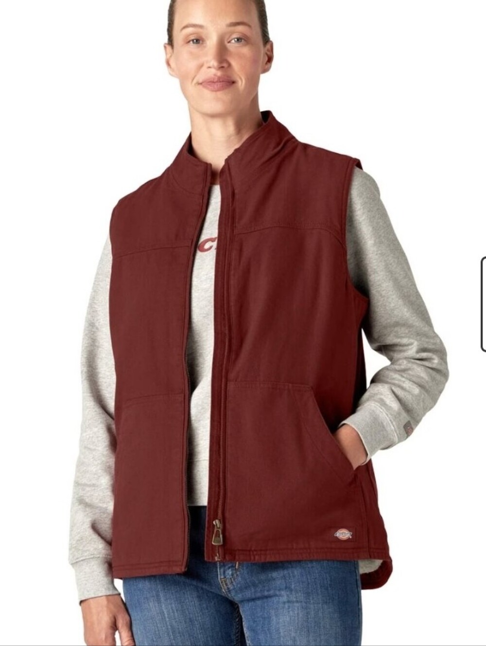 Dickies Sherpa Duck Vest, Maroon. Size XL
